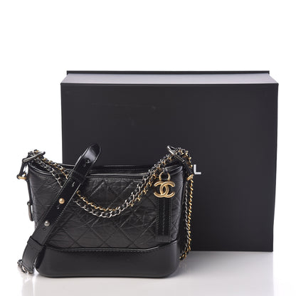 Chanel Aged Calfskin Quilted Small Gabrielle Hobo Black 10 of 10
