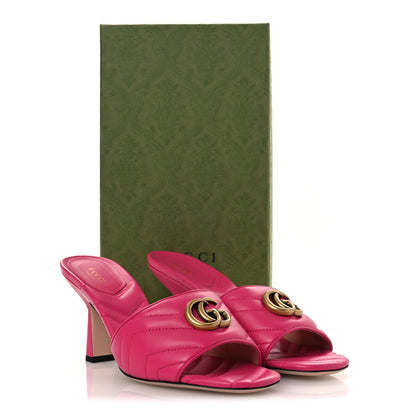 Gucci Nappa Matelasse GG Marmont 75mm Slide Sandals 36 Box Pink 38 Box Pink 13 of 13