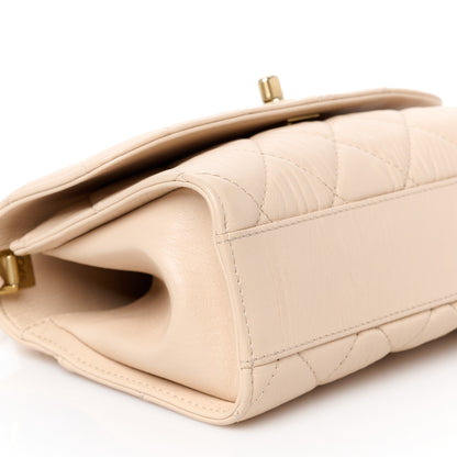 Chanel Crumpled Lambskin Quilted Mini CC Links Top Handle Flap Beige 10 of 12