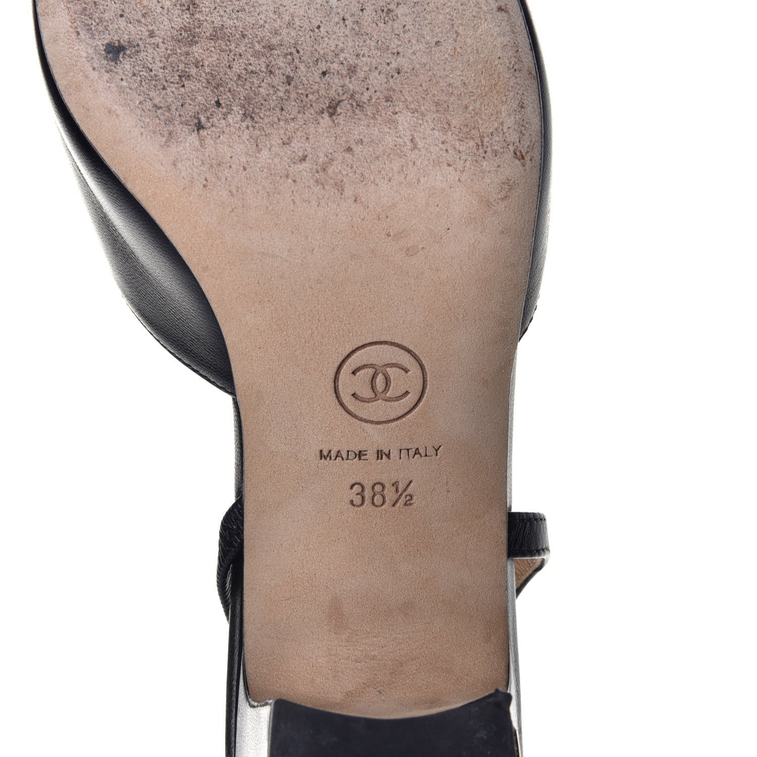 Chanel Goatskin Grosgrain Cap Toe CC Slingback Sandals 38.5 Black 6 of 8