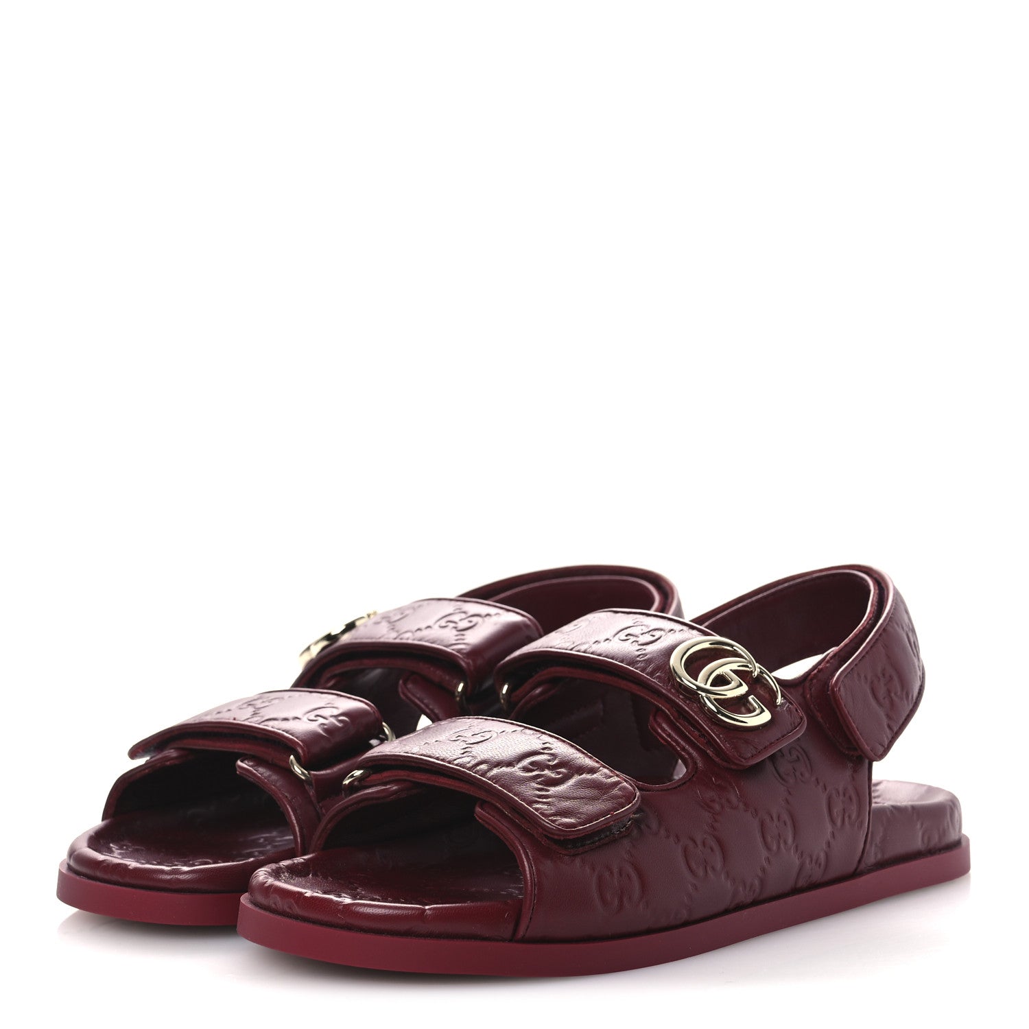 Gucci Guccissima GG Embossed Womens Sandals 38 Rosso Ancora 4 of 11