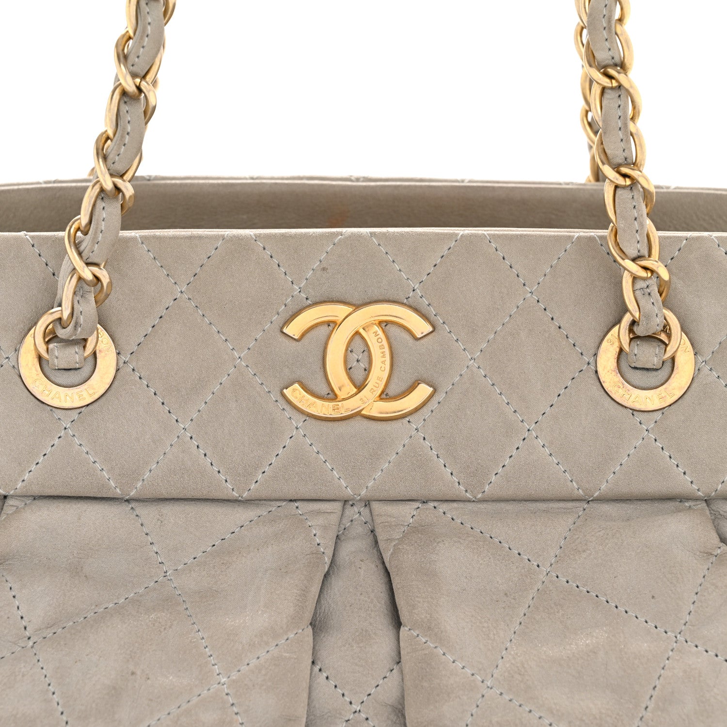 Chanel Iridescent Calfskin Chic Quilt Bowling Bag Grey 1835665