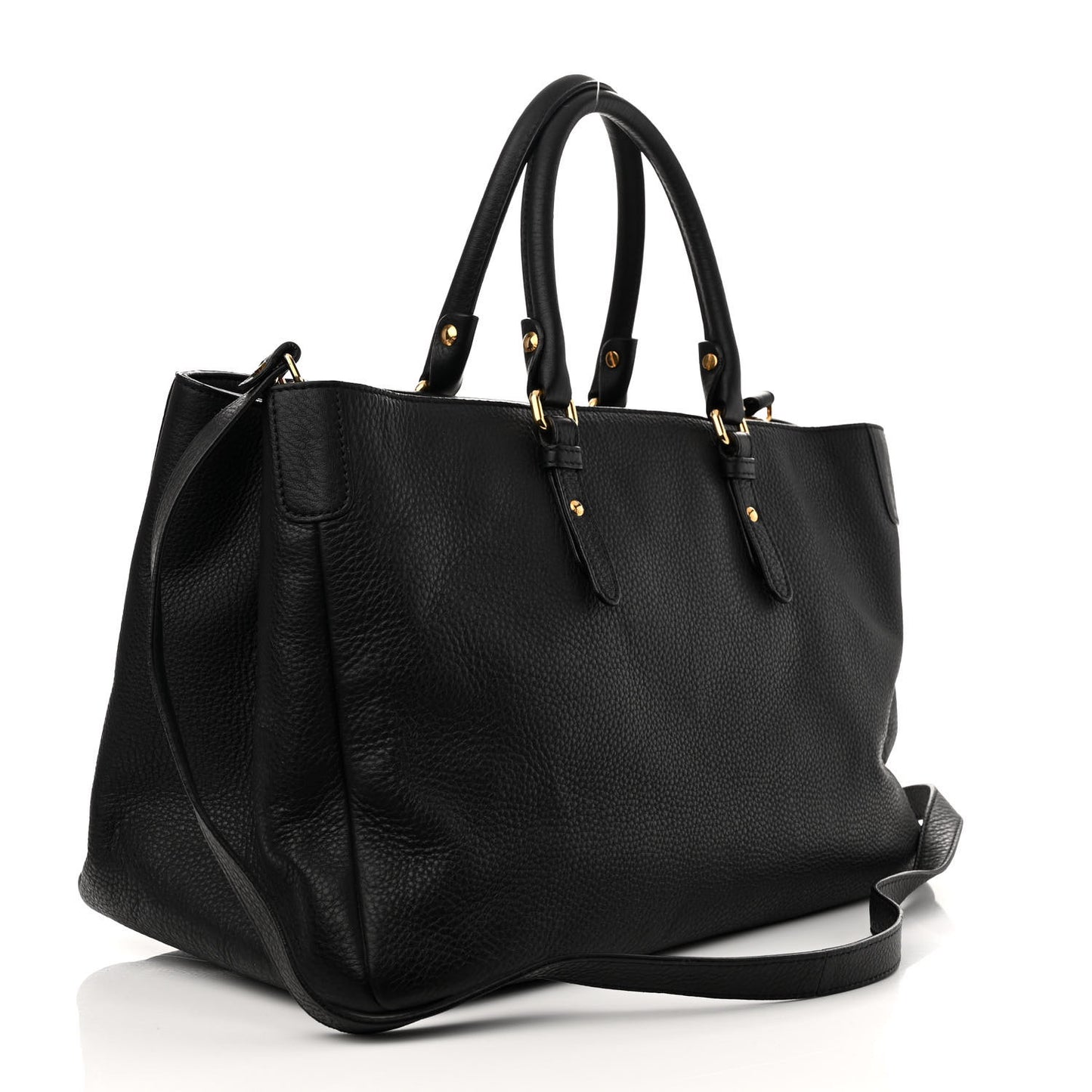 Grained Calfskin La Medusa Shopping Tote Black