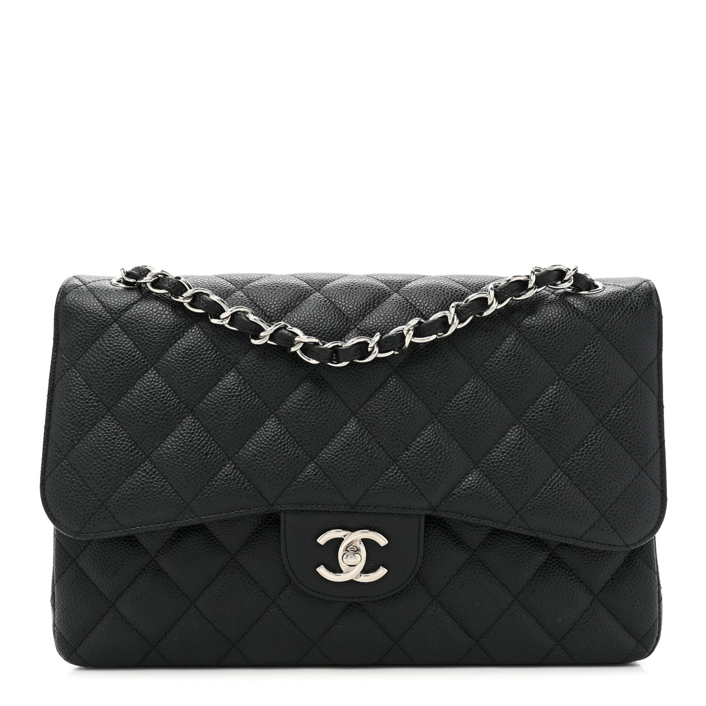 Caviar Quilted Jumbo Double Flap Black