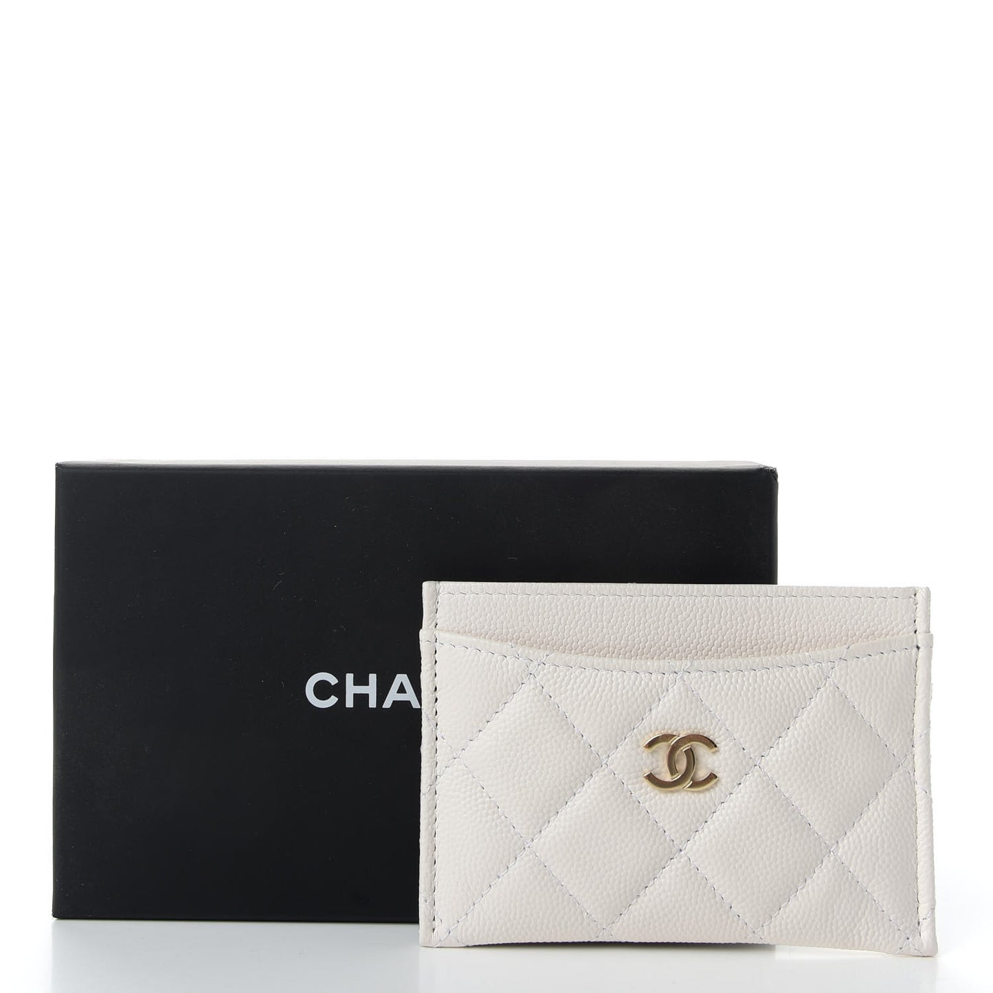 Caviar Quilted Card Holder White