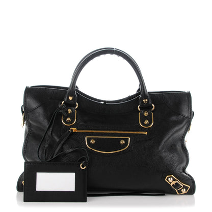 Balenciaga Chevre Gold Metallic Edge Hardware City Black 1 of 7