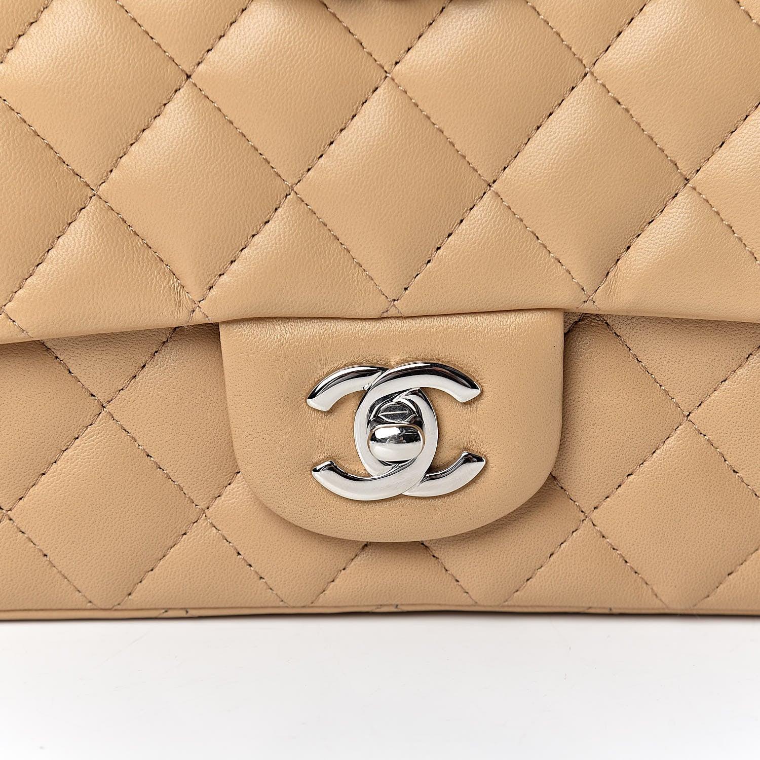 Chanel Lambskin Quilted Mini Rectangular Flap Beige 10 of 11