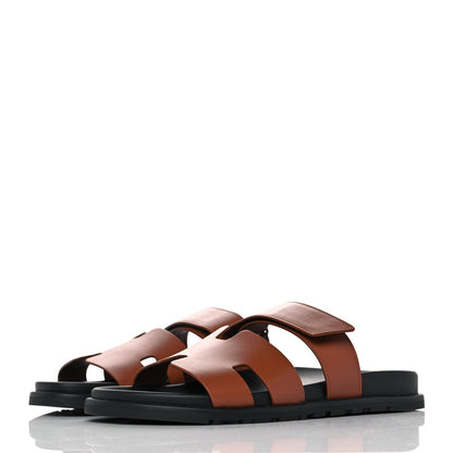 Hermes Calfskin Womens Chypre Sandals 41 Gold 3 of 9