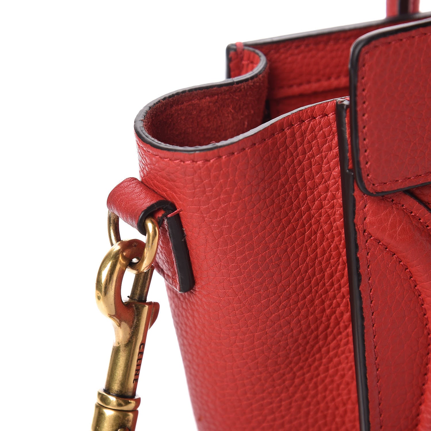 Celine Drummed Calfskin Nano Luggage Red 11 of 21