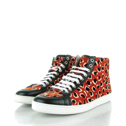 Gucci Calf Hair Leopard Print Brooklyn Leo High Top Sneakers 40.5 Brick 3 of 9