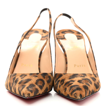 Christian Louboutin Veau Velours Leopard Clare Sling 80 Pumps 38 Caramel 2 of 8