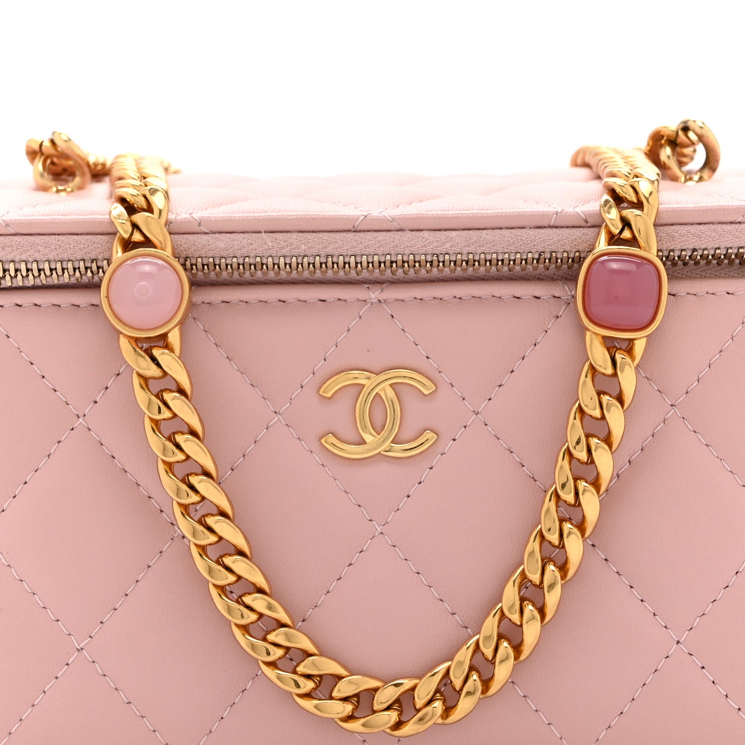 Chanel Caviar Quilted Pearl Enamel Small Vanity Case With Chain Light Pink 9 of 11