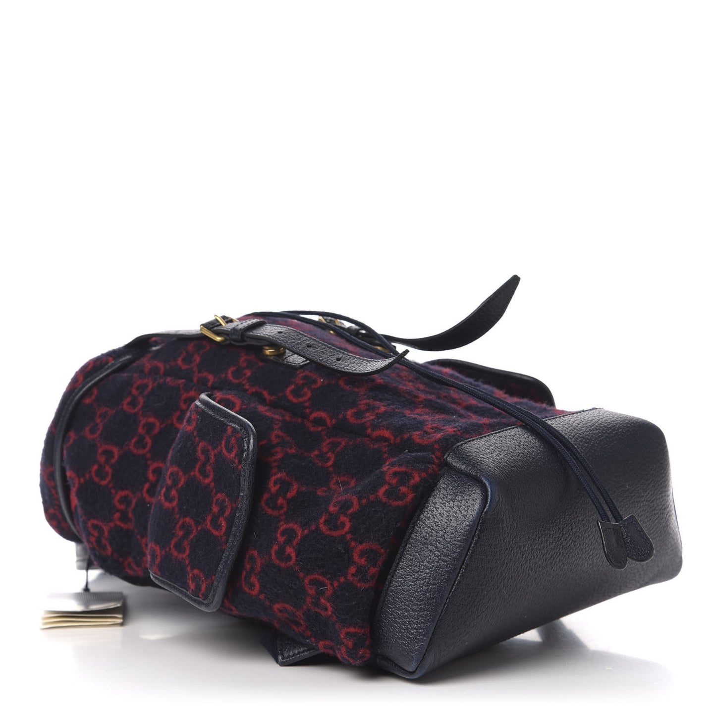 Covered Wool GG Monogram Small Double Buckle Backpack Navy Red