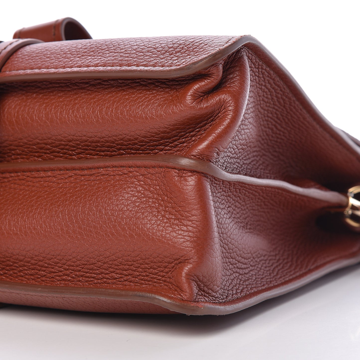 Shiny Grained Calfskin Medium Aby Day Shoulder Bag Sepia Brown