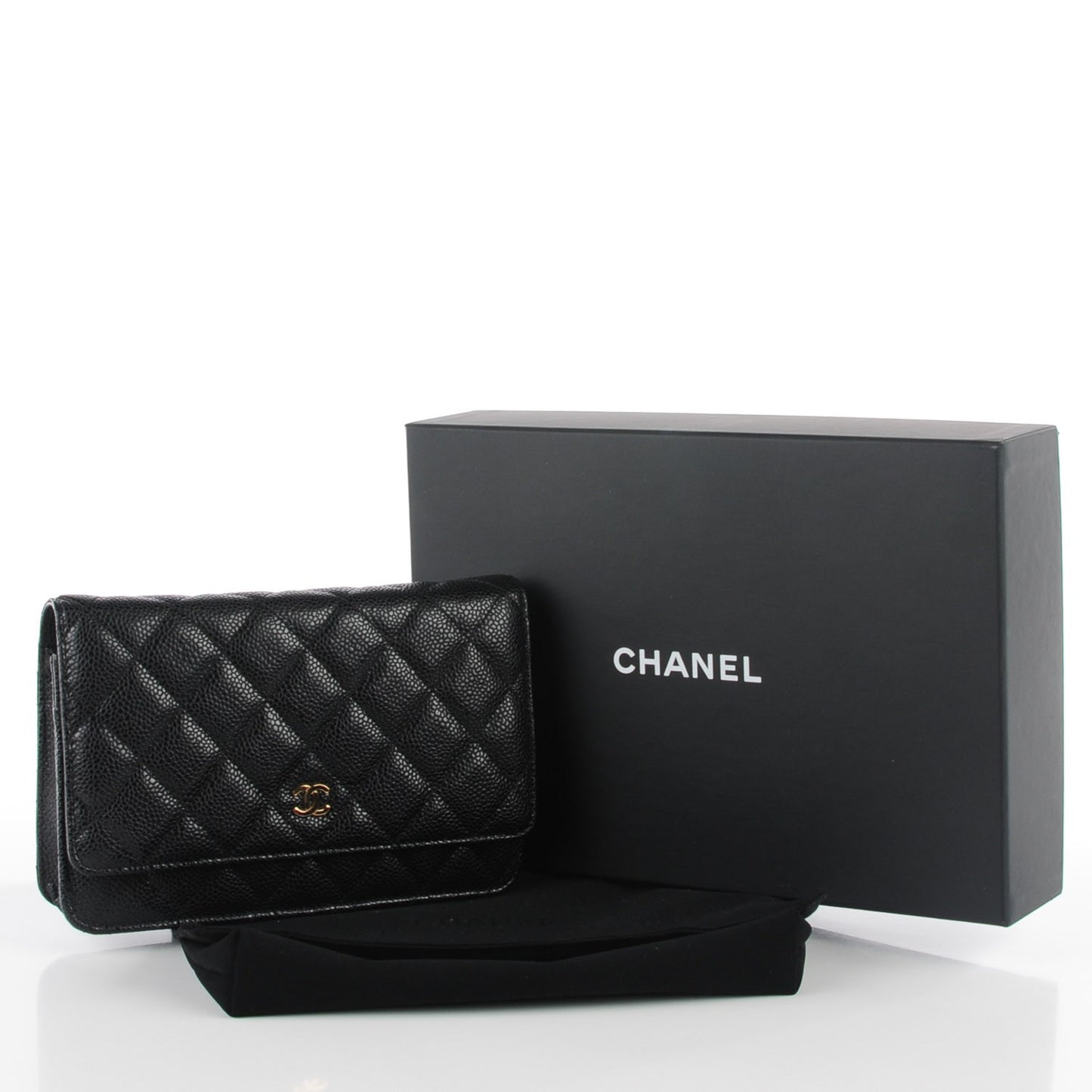 Caviar Quilted Wallet On Chain WOC Black