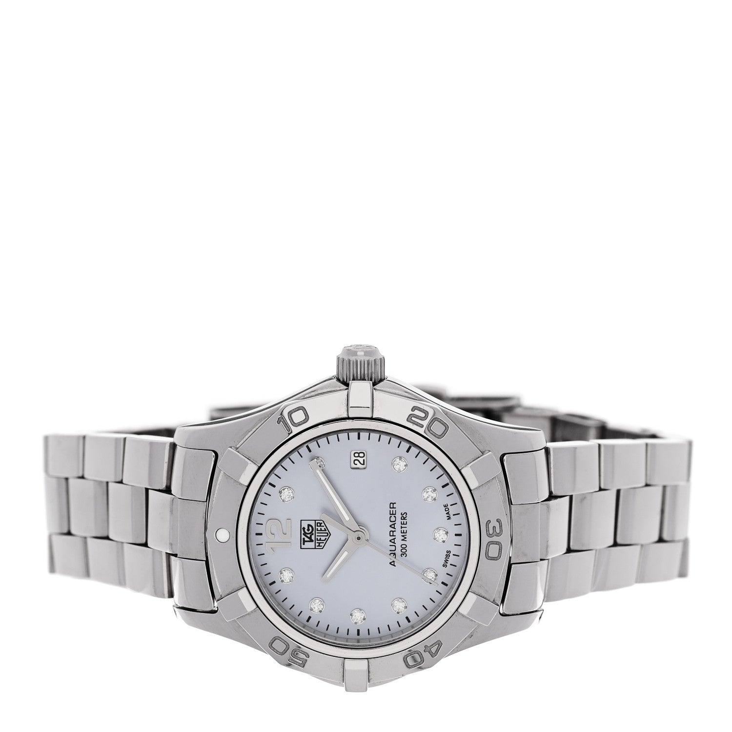 Tag Heuer Stainless Steel Diamond Blue Mother of Pearl 27mm Aquaracer Lady Quartz Watch WAF1419 2 of 4
