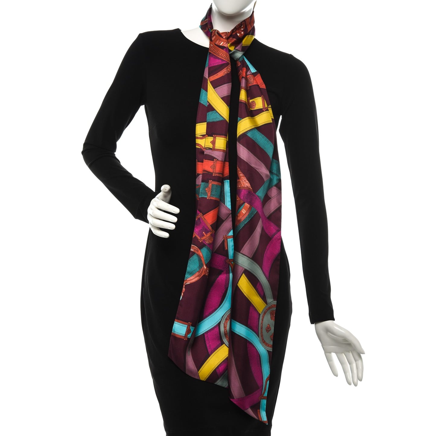 Silk Cavalcadour Maxi Twilly Bordeaux Canard Fuchsia