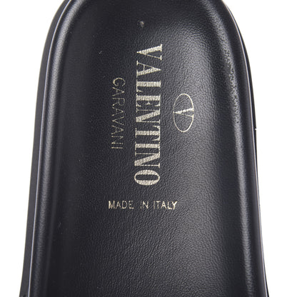 Valentino Garavani Vitello Macro Rockstud Lock Slide Sandals 35 Black 6 of 10