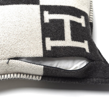 Hermes Wool Cashmere Avalon Pillow GM Ecru Gris Fonce 3 of 4
