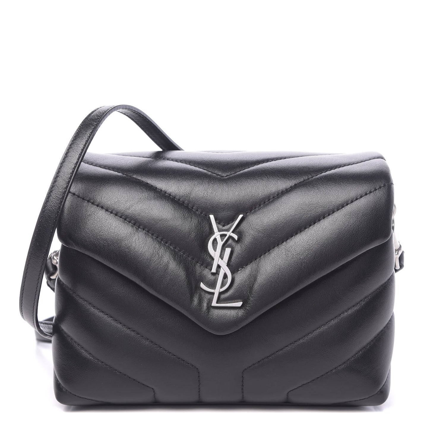 Calfskin Y Quilted Monogram Toy Loulou Crossbody Bag Black