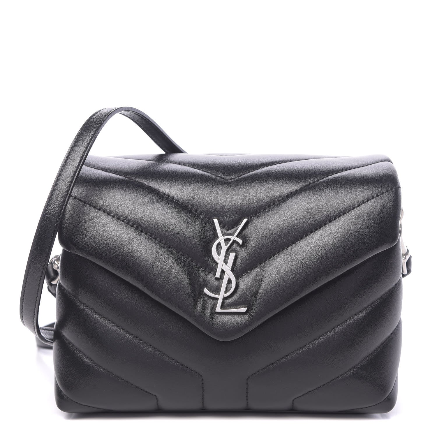 Saint Laurent Calfskin Y Quilted Monogram Toy Loulou Crossbody Bag Black 1 of 10