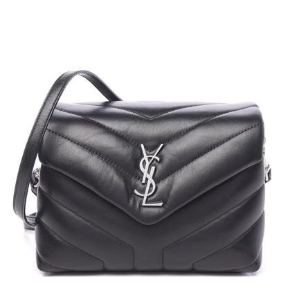 Saint Laurent Calfskin Y Quilted Monogram Toy Loulou Crossbody Bag Black 1 of 10