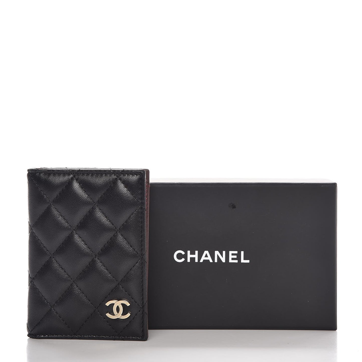 Lambskin Quilted Card Holder Wallet Black