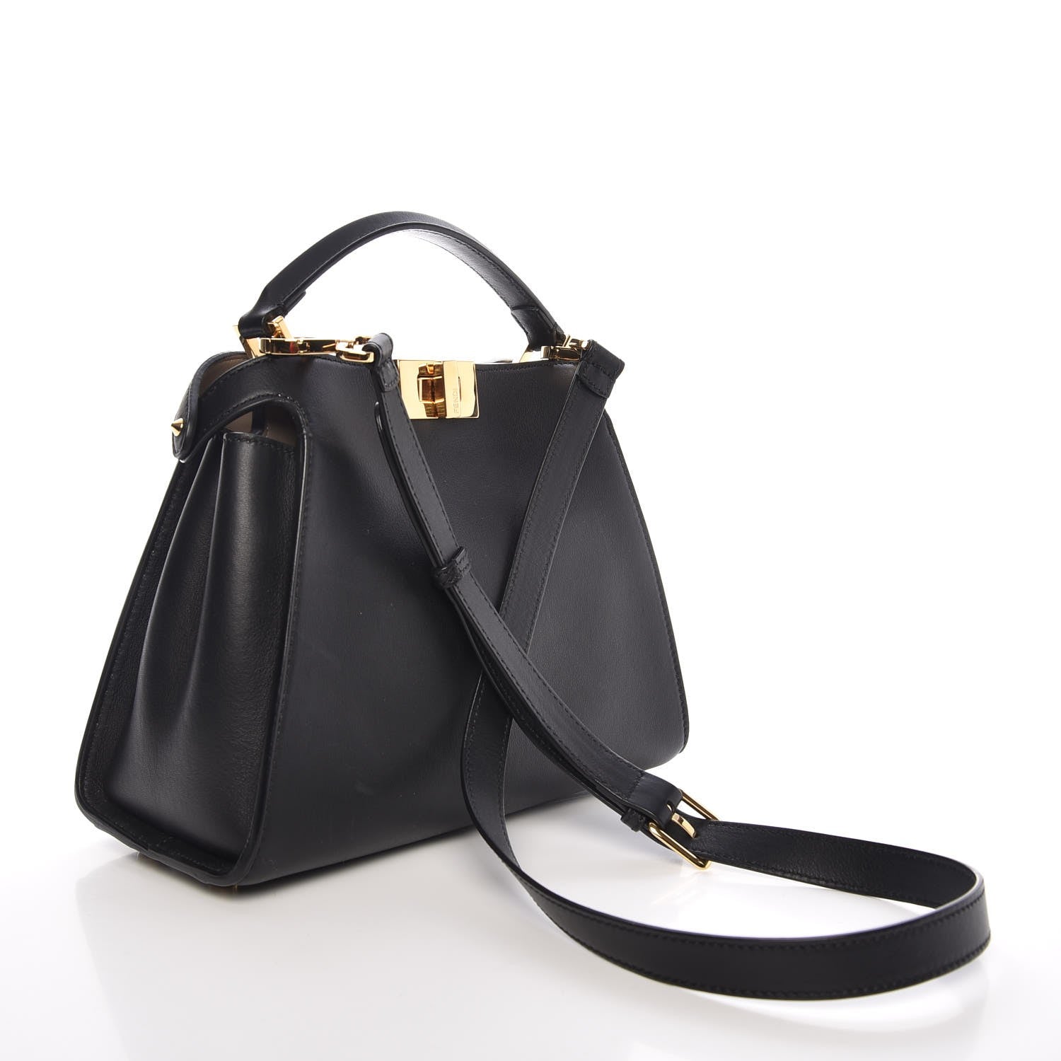 Fendi Vitello Tahiti Burro Medium Peekaboo Iconic Essentially Satchel Black Corda 3 of 7