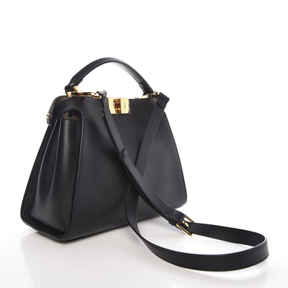Fendi Vitello Tahiti Burro Medium Peekaboo Iconic Essentially Satchel Black Corda 3 of 7