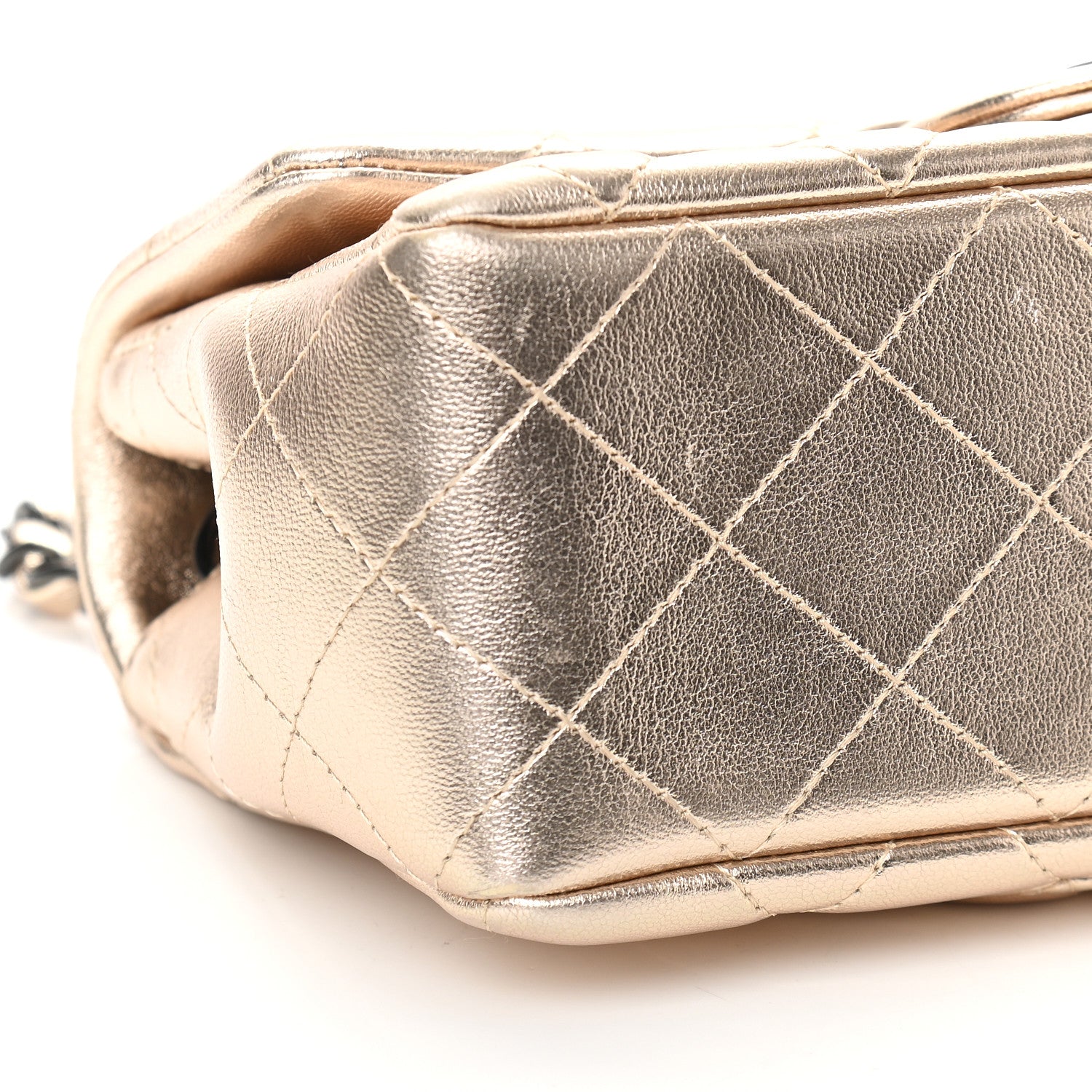 Chanel Metallic Lambskin Quilted Mini Rectangular Flap Gold Black 7 of 8