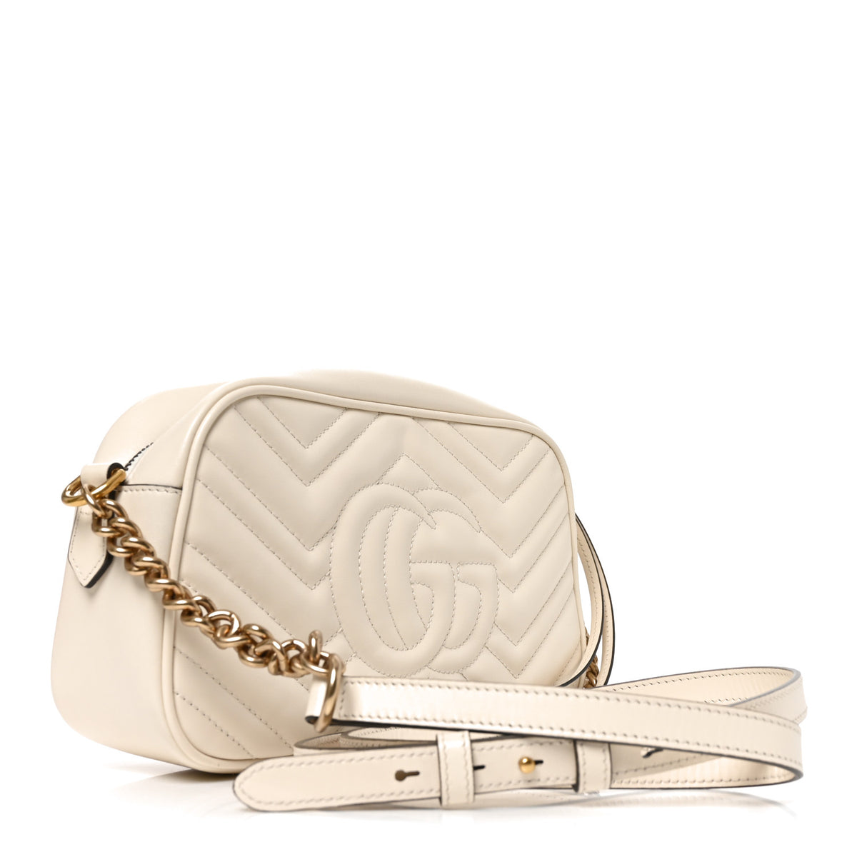 Gucci Calfskin Matelasse Small GG Marmont Chain Shoulder Bag White 2 of 10