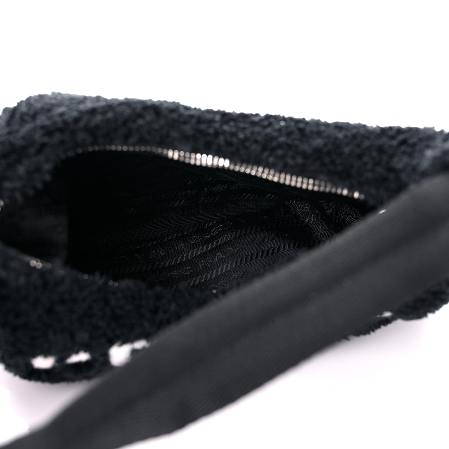 Prada Terry Cloth Mini Re-Edition 2000 Bag Black White 5 of 10