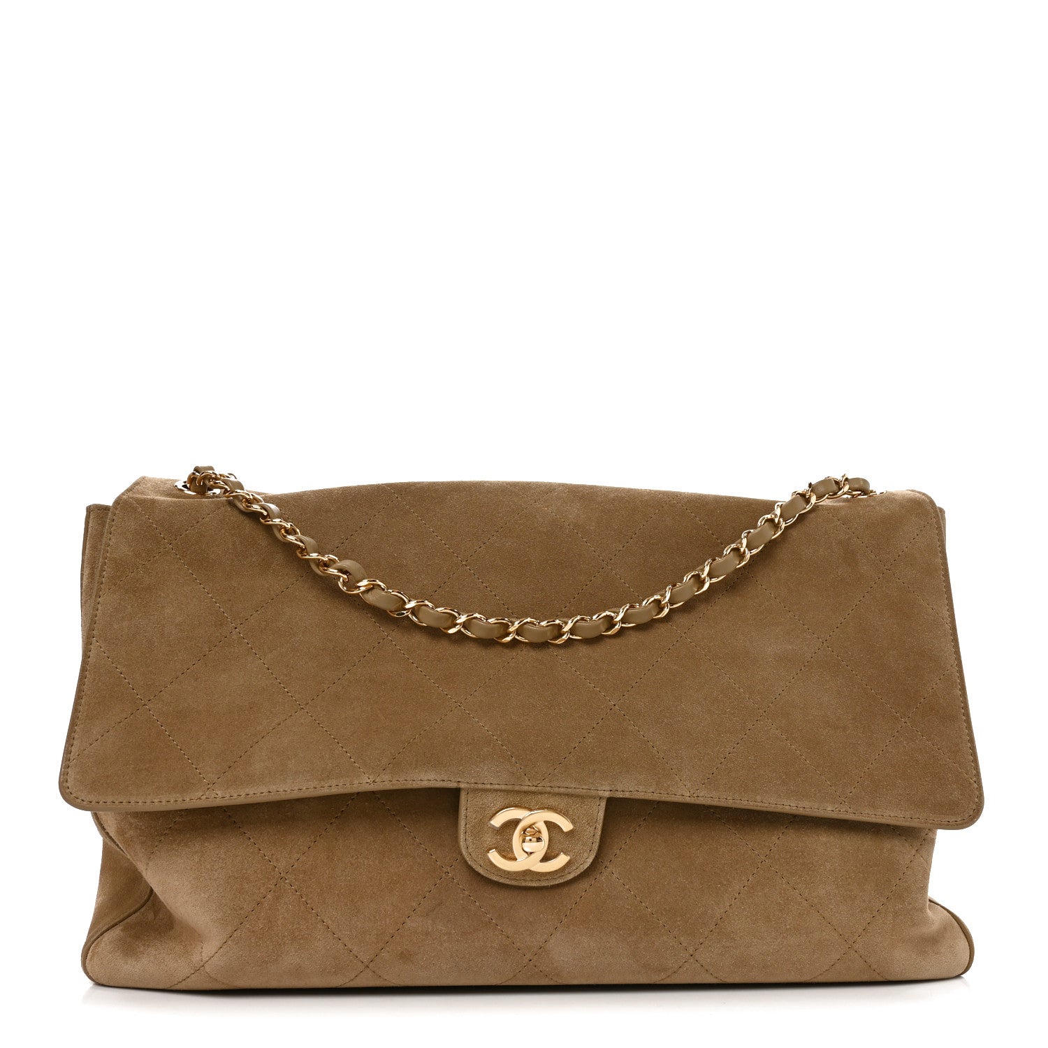 Chanel Suede Calfskin Souplissimo Maxi Flap Dark Beige 1 of 9