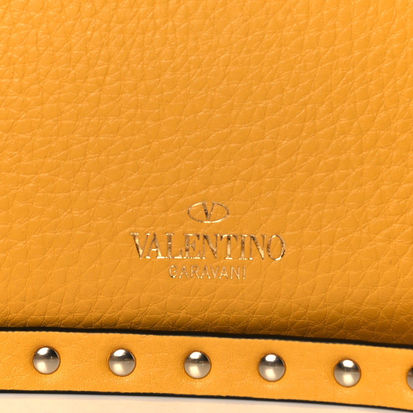 Pebbled Calfskin Medium Rockstud Flip Lock Crossbody Bag Yellow