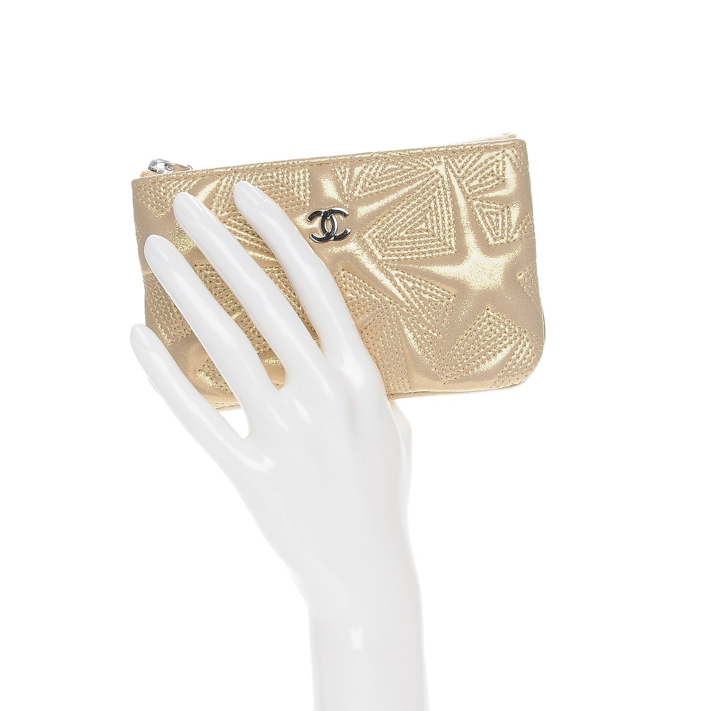 Metallic Lambskin Star Embossed Coin Purse Case Gold