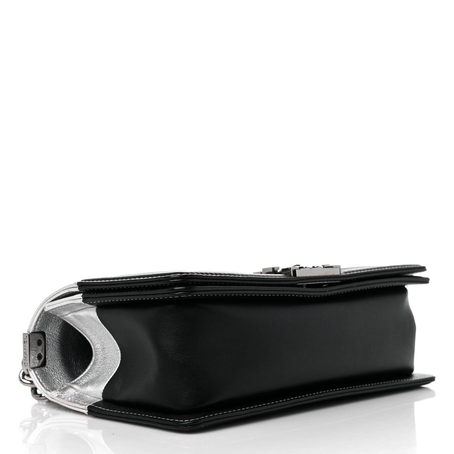 Chanel Metallic Goatskin Calfskin Medium Boy Flap Silver Black 3 of 10