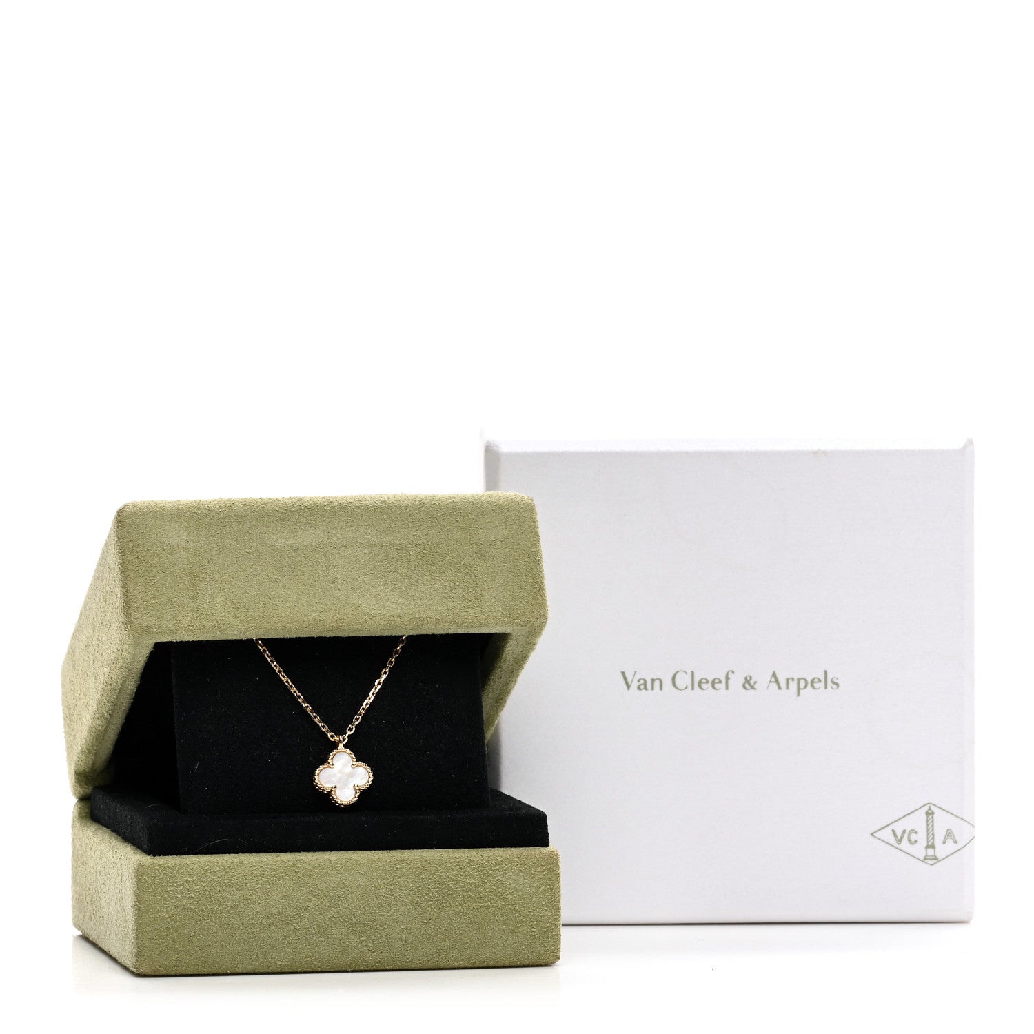 Van Cleef & Arpels 18K Yellow Gold Mother of Pearl Sweet Alhambra Pendant Necklace 3 of 6