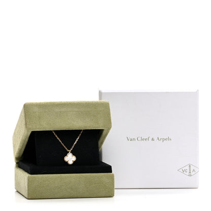 Van Cleef & Arpels 18K Yellow Gold Mother of Pearl Sweet Alhambra Pendant Necklace 3 of 6