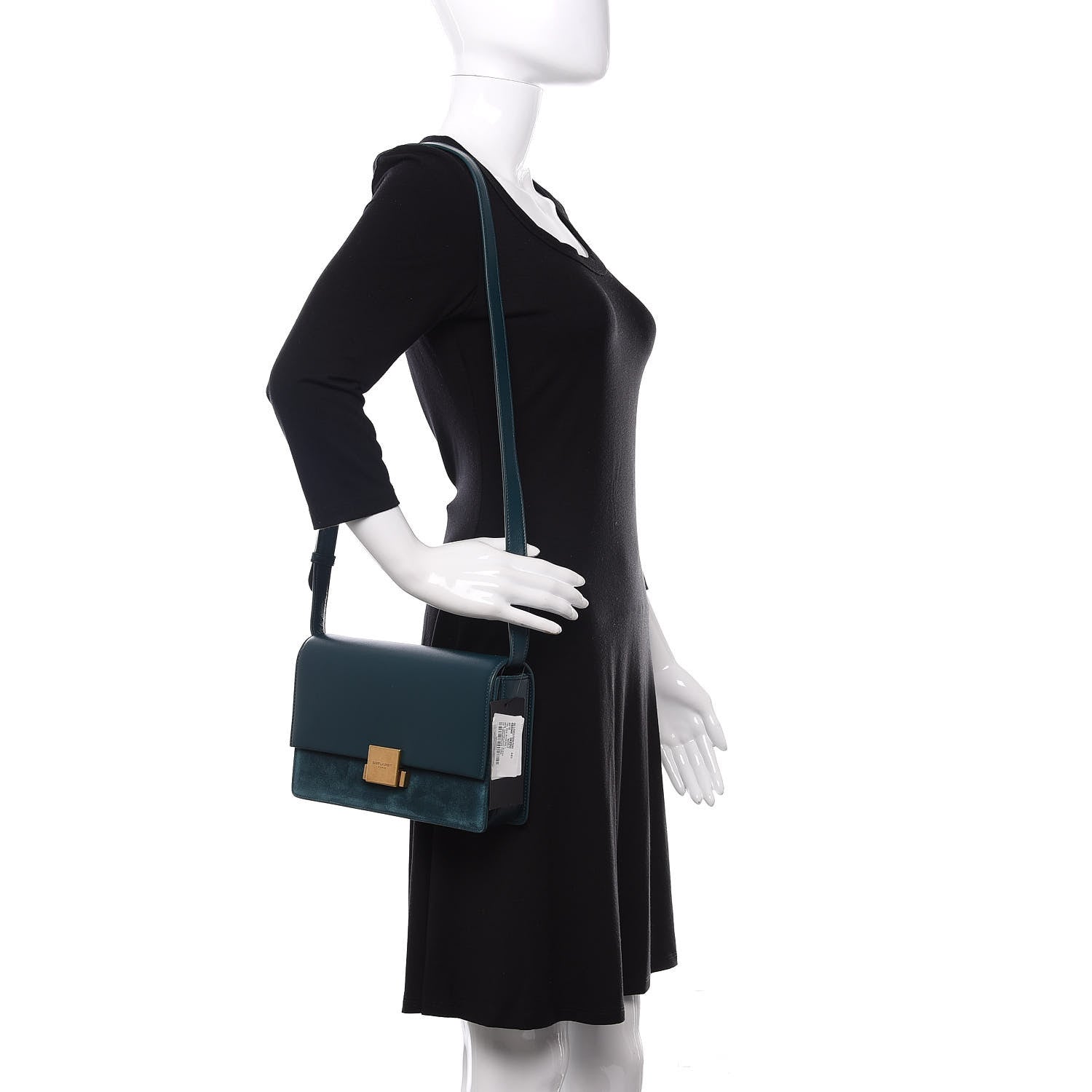 Saint Laurent Smooth Calfskin Suede Medium Bellechasse Dark Turquoise 2 of 9