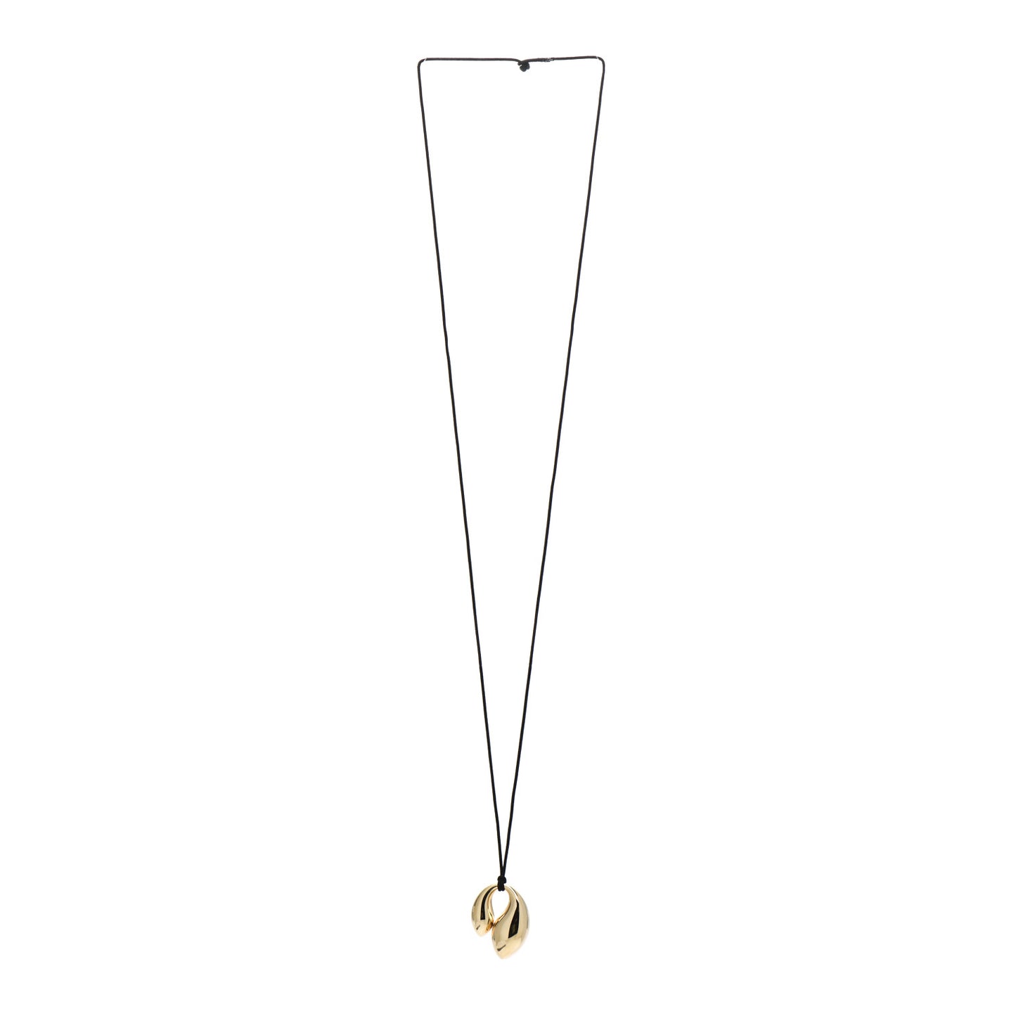18K Yellow Gold Elsa Peretti Double Teardrop Pendant Cord Necklace Black