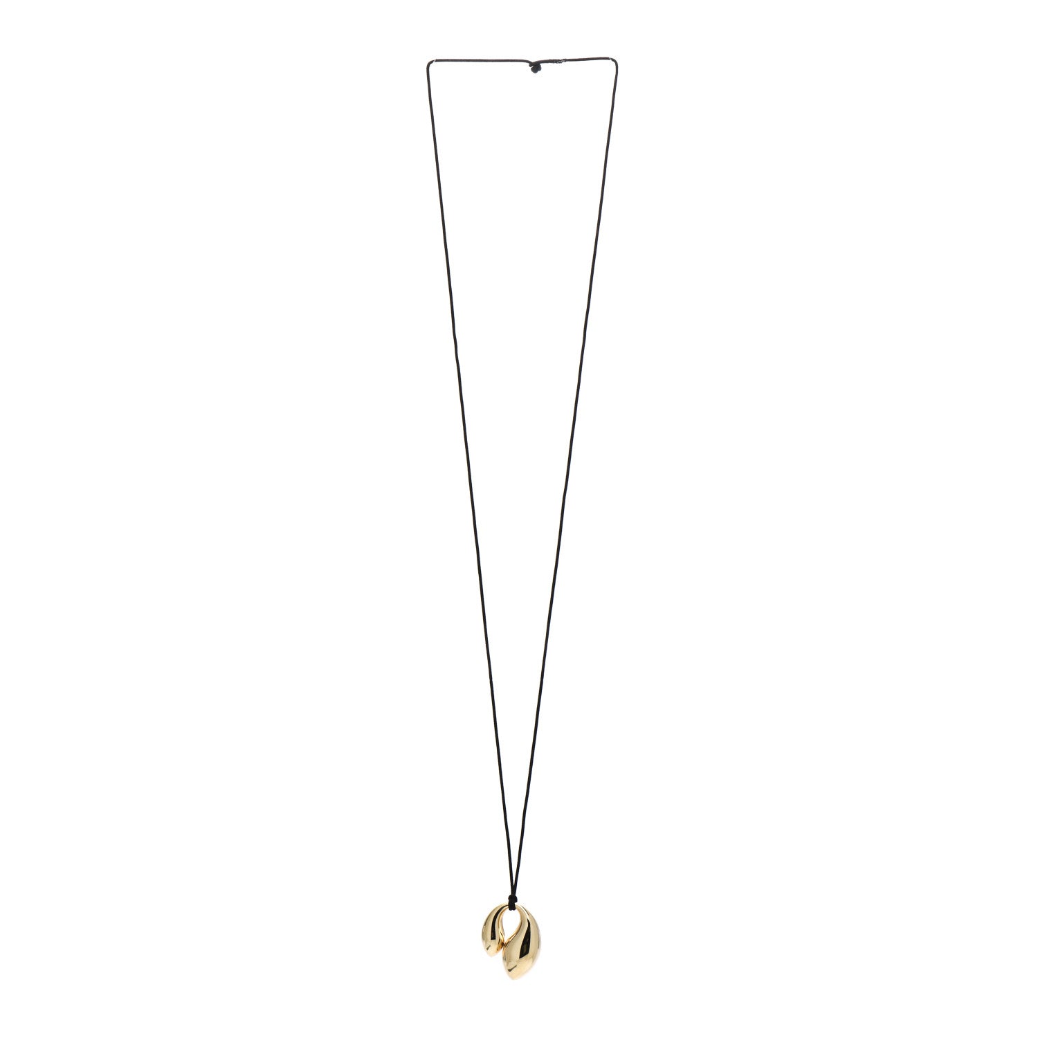 Tiffany 18K Yellow Gold Elsa Peretti Double Teardrop Pendant Cord Necklace Black 3 of 4