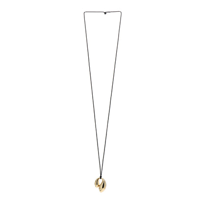 Tiffany 18K Yellow Gold Elsa Peretti Double Teardrop Pendant Cord Necklace Black 3 of 4