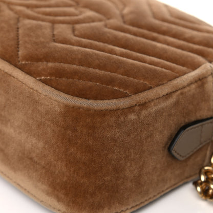 Gucci Velvet Matelasse Small GG Marmont Chain Shoulder Bag Taupe 12 of 12