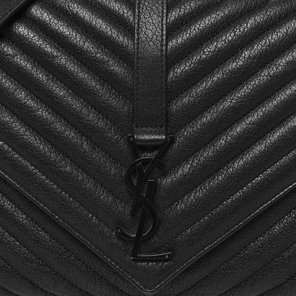 Saint Laurent Sheepskin Matelasse Chevron Monogram Monochrome Large College Satchel Black 8 of 10