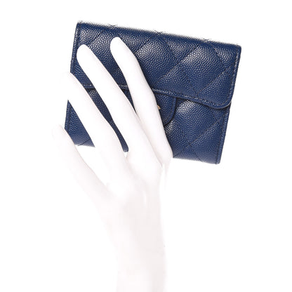 Chanel Caviar Quilted Flap Card Holder Navy 2 of 9
