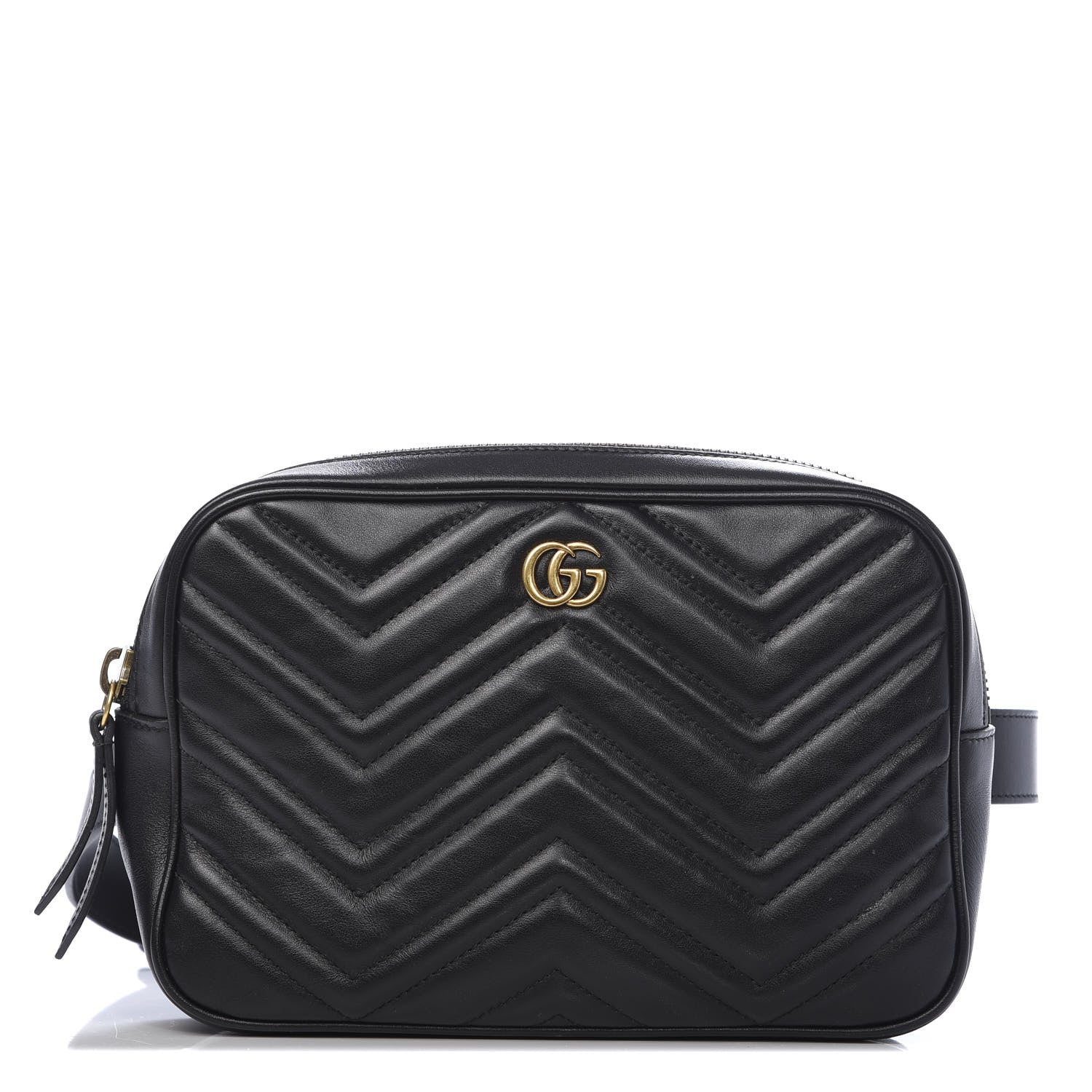 Gucci Calfskin Matelasse Mens GG Marmont Belt Bag 90 36 Black 1 of 10