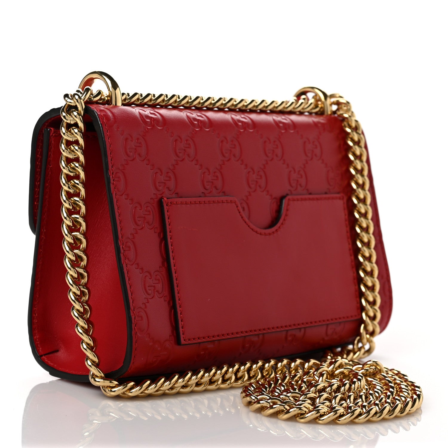 Gucci Guccissima Small Padlock Shoulder Bag Hibiscus Red 2 of 11