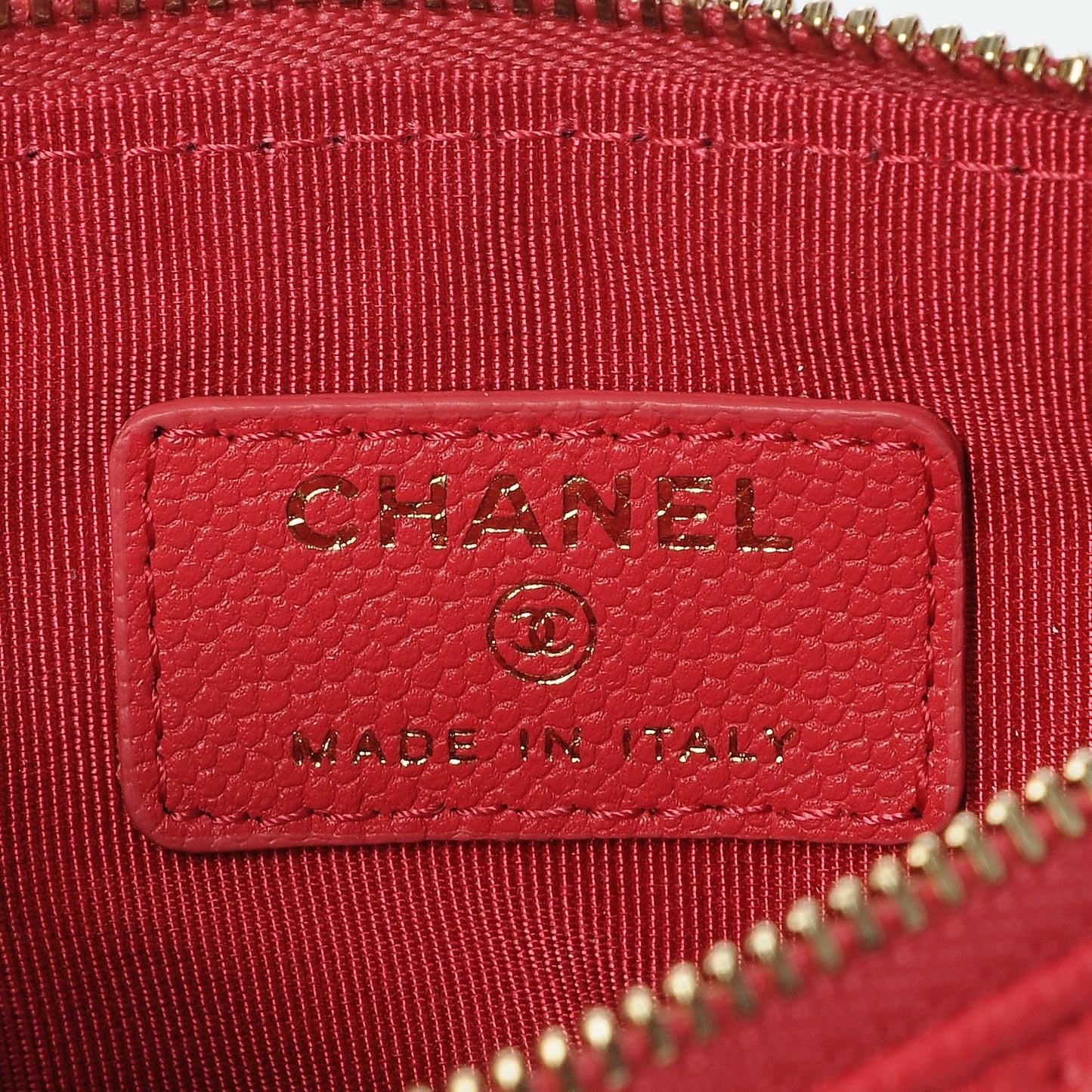 Caviar Chevron Quilted Small Ancient Greek Charms Cosmetic Case Dark Pink