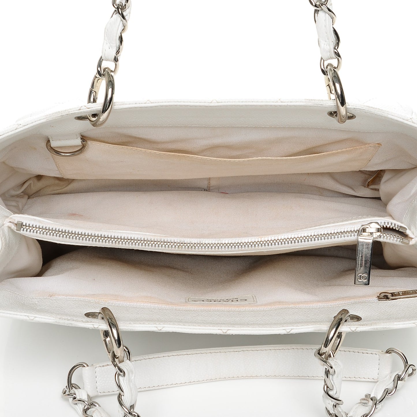 Caviar Quilted Grand Shopping Tote GST White