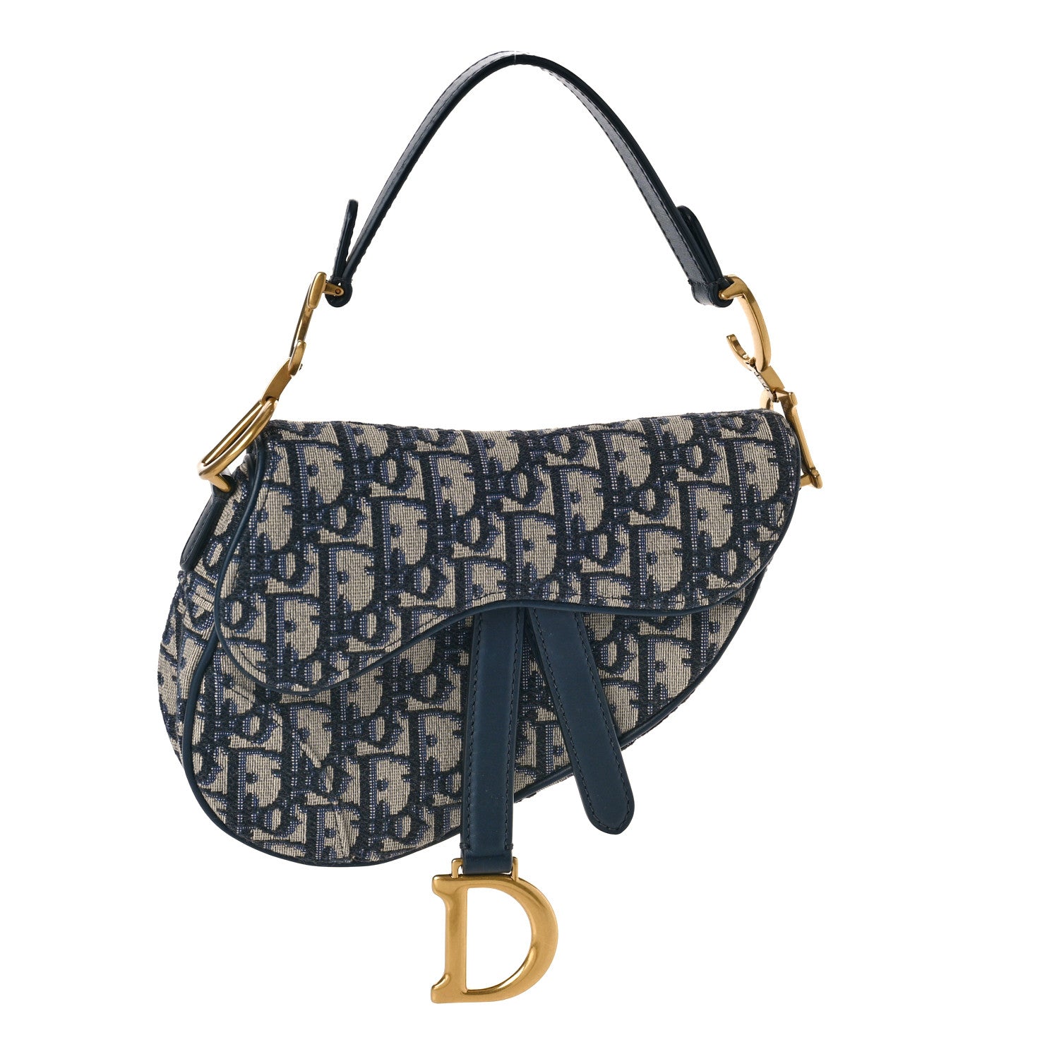 Christian Dior Oblique Mini Saddle Bag Blue 1 of 7